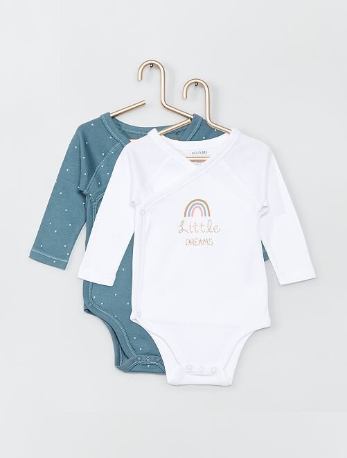 Reservez Le Cadeau Lot De 2 Body Croises Eco Concu Bebe Fille Vert Blanc Kiabi 1 Mois Ou 3 Mois Kadolog