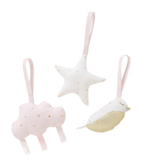 Purchase Wishlist Item Jouets D Eveil Bebe A Suspendre Rose Dore Et Blanc X3 Bird Song M Kadolog