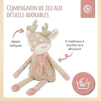 BIECO Doudou biche Ella Doudou Bebe Fille Peluche Bebe Fille Peluche biche Peluches Doudou Peluche Naissance Fille Peluche Nouveau ne Fille Peluche Fille Bebe