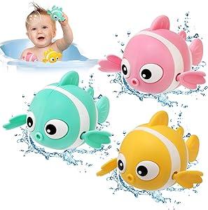 Jouet de Bain Bebe NEWSTYLE 3 Pieces Jouet de Bain a Remonter pour Bebe Jeux de Bain pour Bebe Enfant 1 2 3 4 Ans Bebe Natation Piscine Jouet Animaux Jouets Flottants