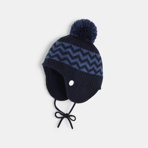 Bonnet tricot double polaire Bleu bebe garcon Okaidi Kadolog