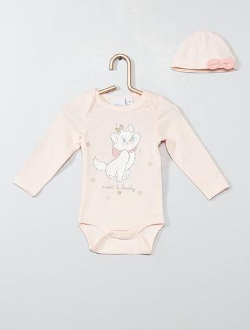 Ensemble body et bonnet Marie de Disney B b fille rose